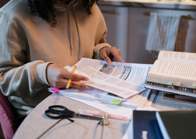 Girl revising for exams