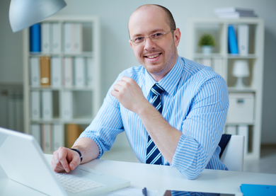 Employer sitting at his desk